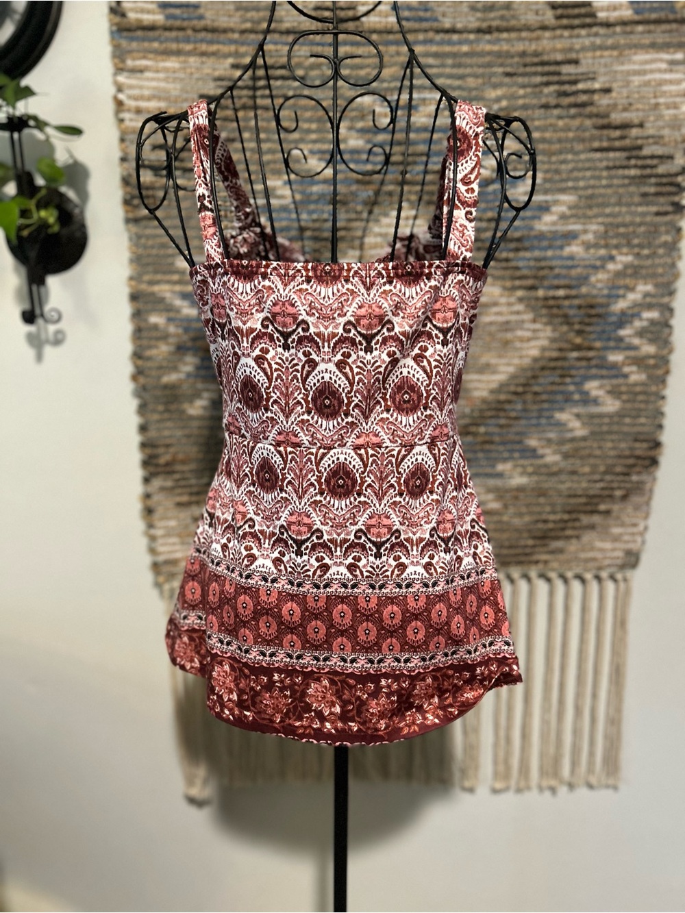 Blue Sol Bohemian Paisley Tie-Front Tank - Picture 6 of 10